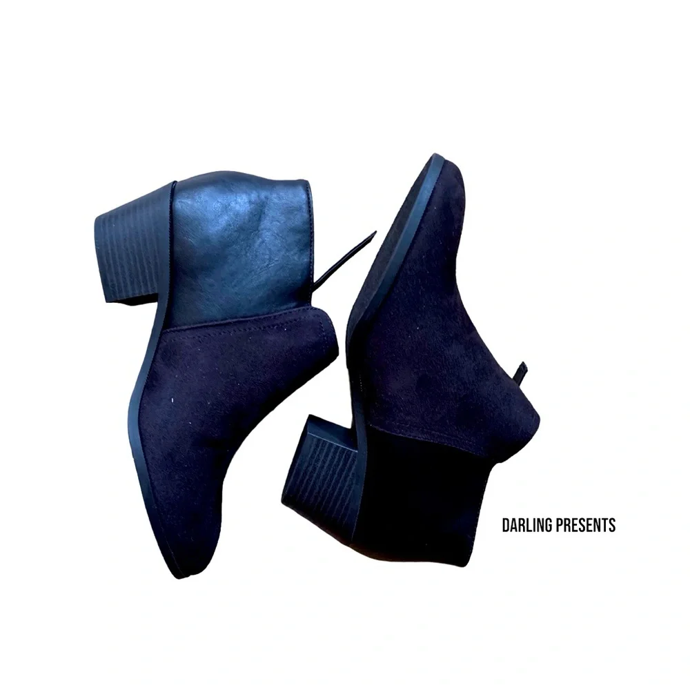 Soda Vegan Suede & Leather Ankle Boots Women Color Black 6